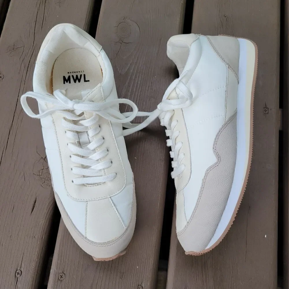 Madewell MWL League Sneakers Washed Nubuck Cloud Linen Multi Athletic Shoes 10.5